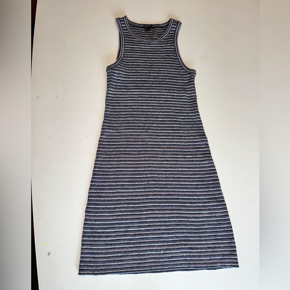 Theory Striped Knit mini Dress in Navy, White and Pink